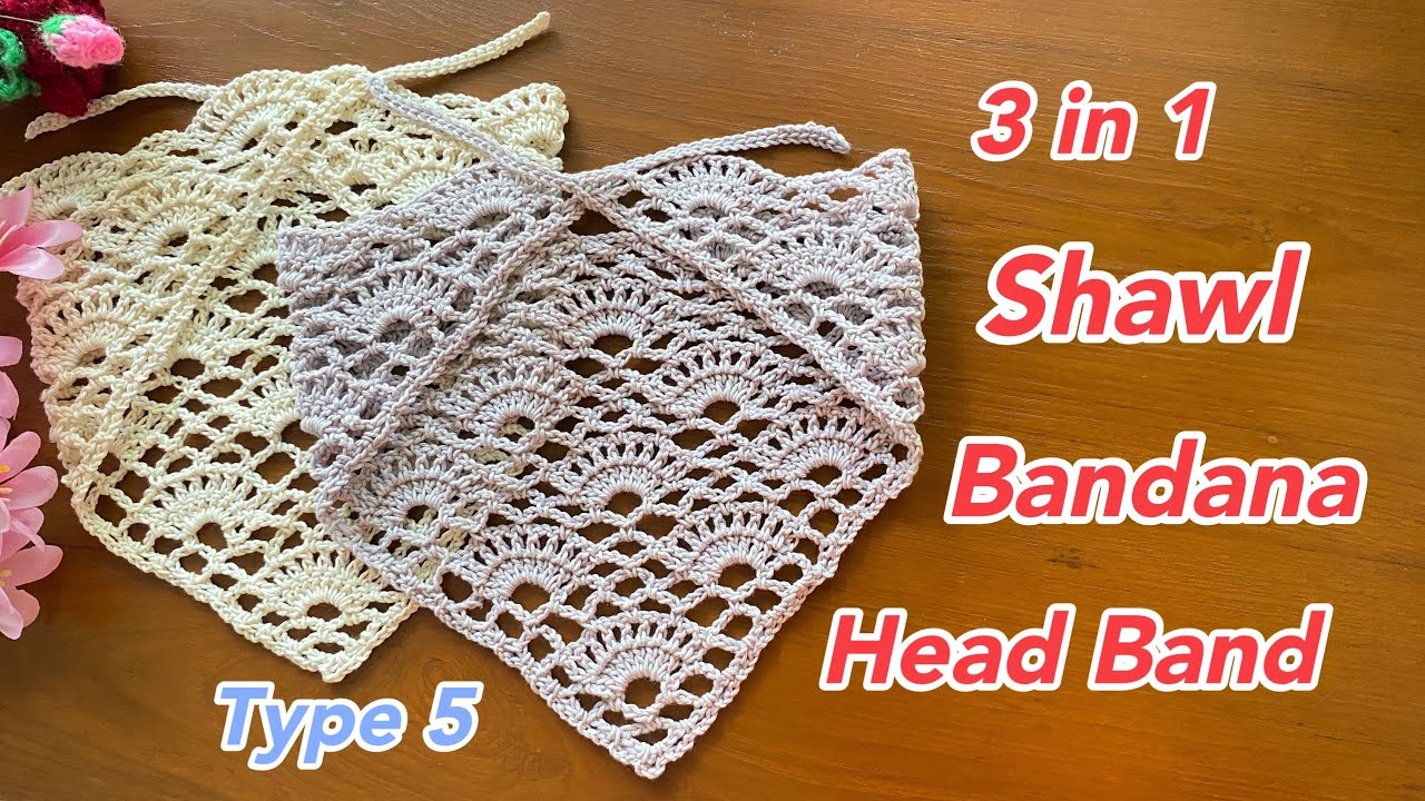 DIY144 Crochet Shawl,Bandanna,Head Band Tutorial ##bandana #shawl #headband #hairscarf