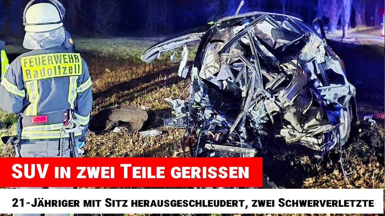 SUV in zwei Teile gerissen – 21-Jähriger mit Sitz herausgeschleudert, zwei Schwerverletzte