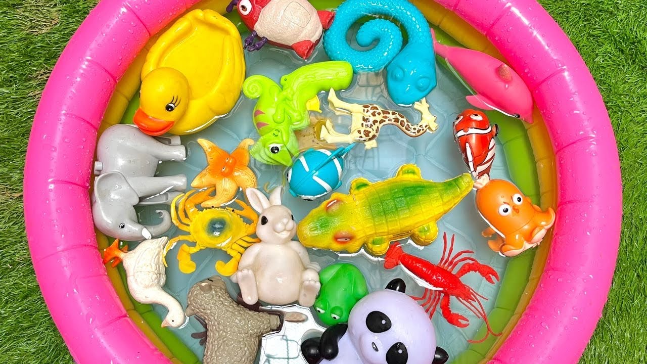 splashy sea animals deep blue sea | fun kids learn sea creature names with toys