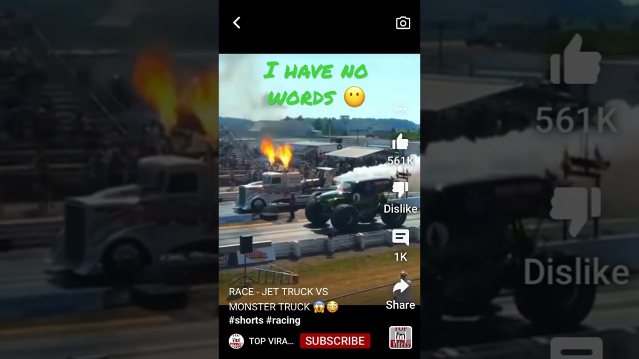 Monster truck vs jet powered eighteen wheeler