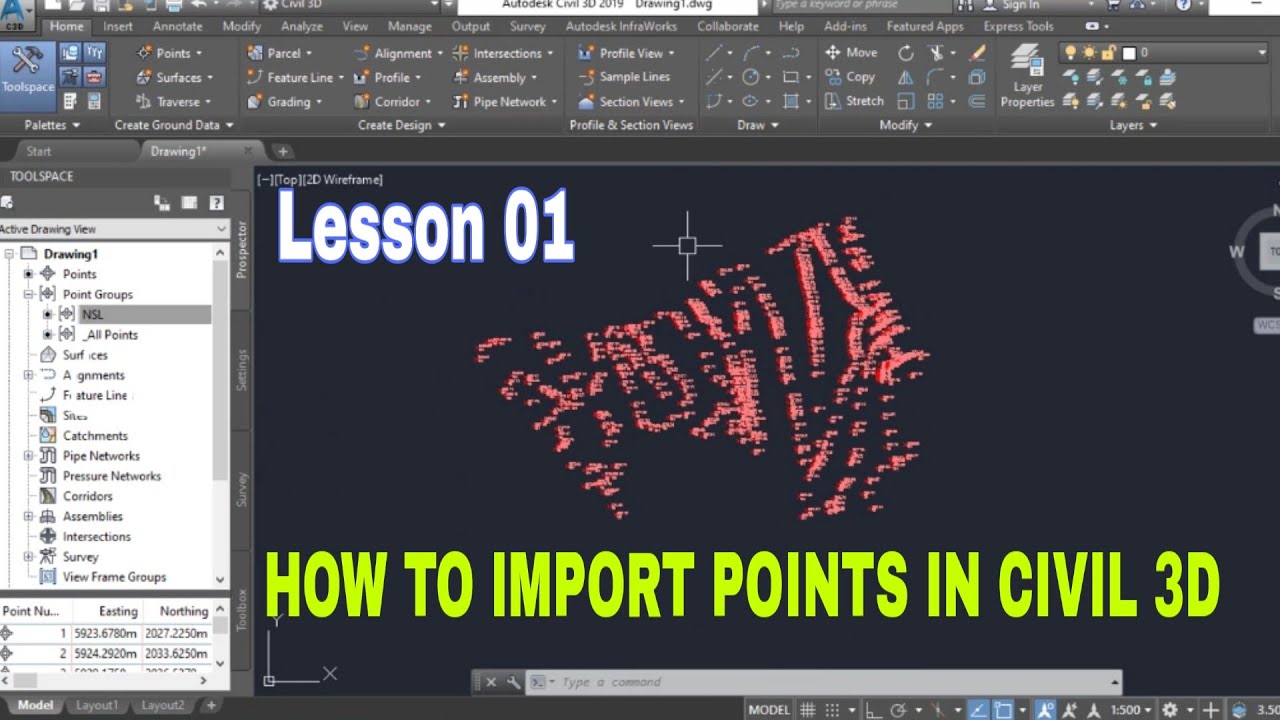 How to import points in AutoCAD civil 3D || lesson 01 ||