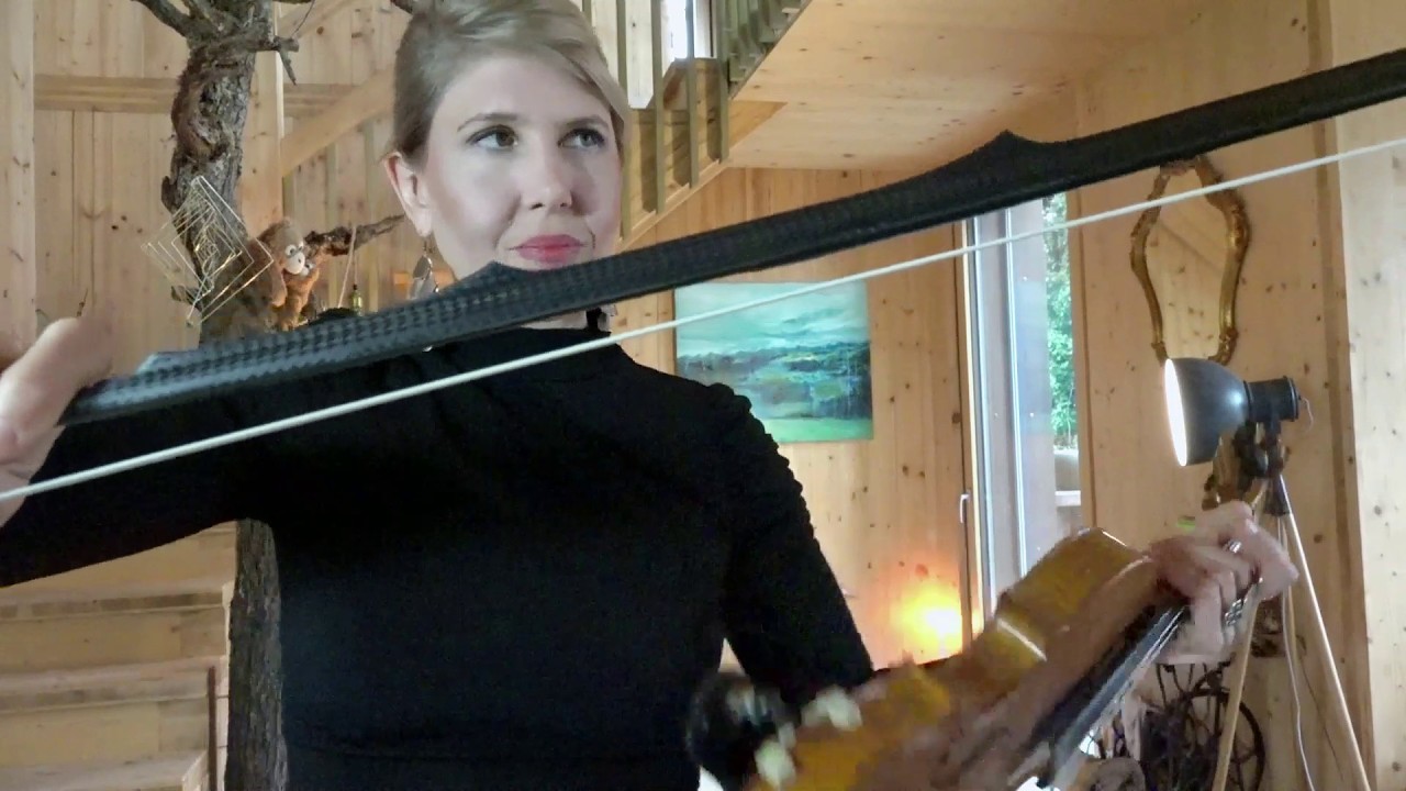 Take a bow! Corinne Sutter testing bows made of carbon.