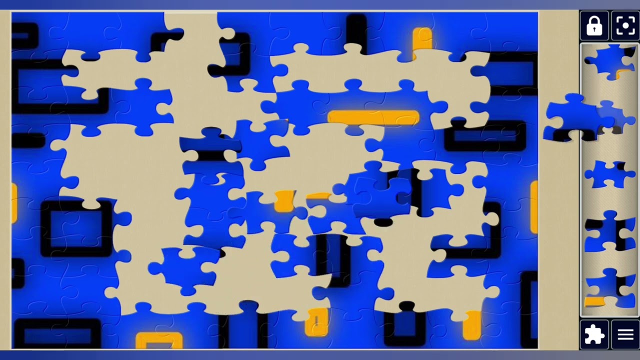 Geometric Contrast:Blue Canvas with Black & Yellow Rectangles⬛️✨️//Jigsaw puzzles craft🧩//