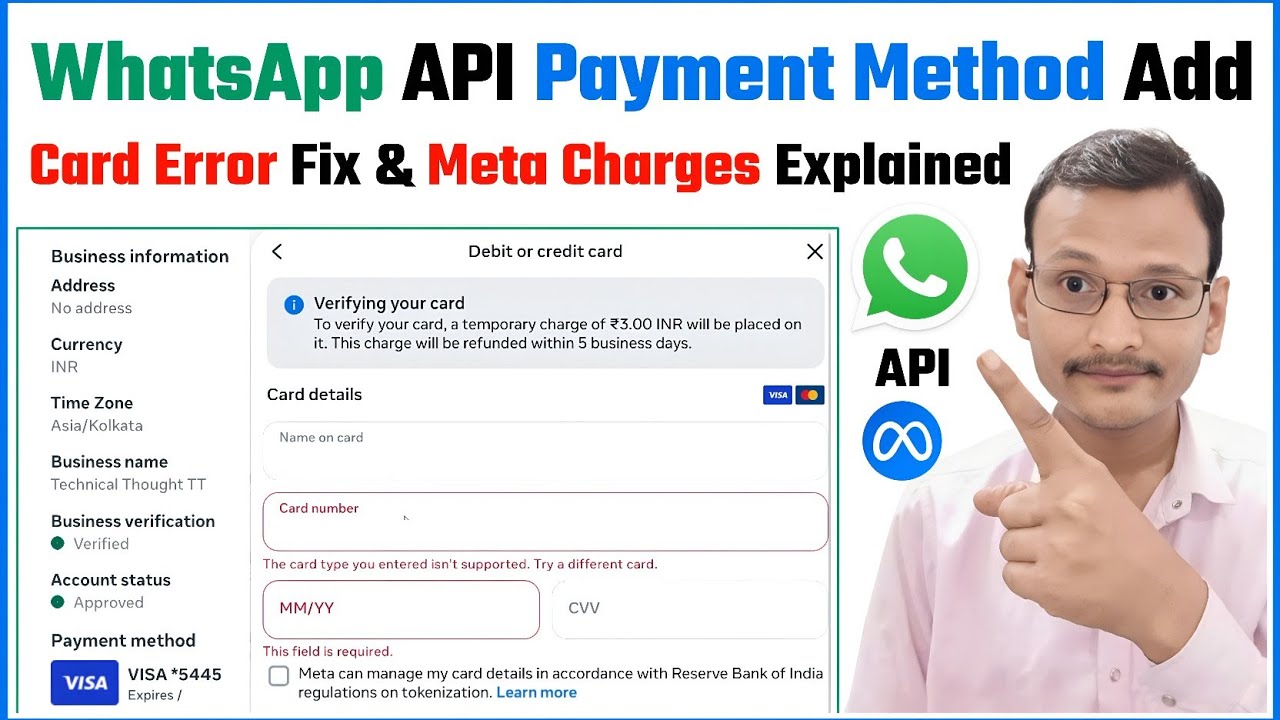 WhatsApp Meta Account Me Payment Method Kaise Add Kare? | Card Errors, Charges & BSP Guide (Hindi)
