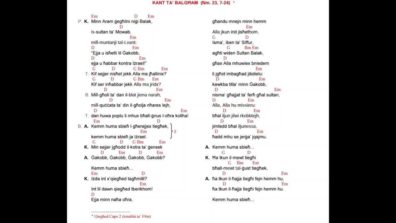 Kant ta' Balgħam - (Canto Di Balam) Kant Mixja Neokatekumenali