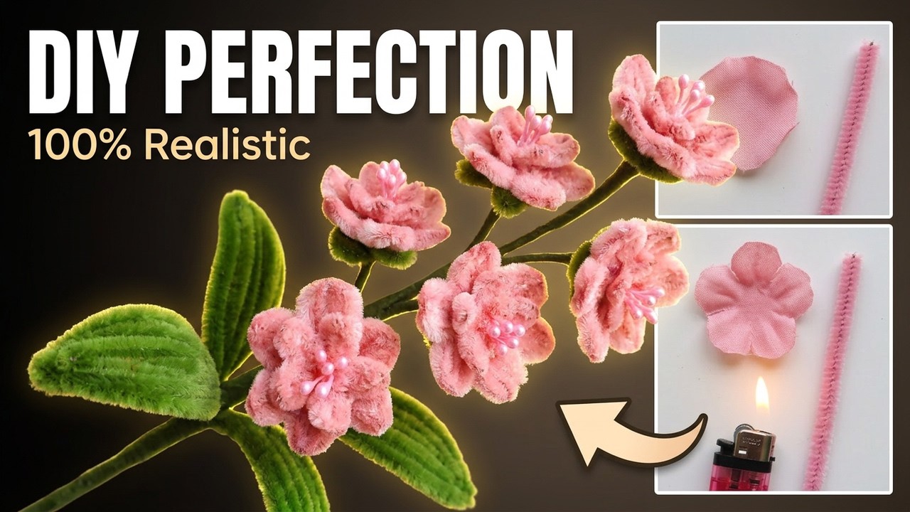 DIY Pipe Cleaner Flower / Easy Handmade Flower Craft For Beginners / Fuzzy Wire Flower Tutorials