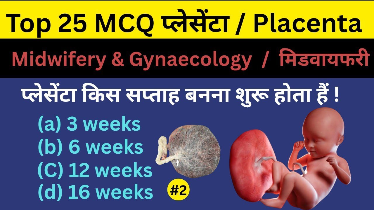 Midwifery & Gynaecology nursing ka important MCQ question topic placenta जो हर बार परीक्षा में पूछे