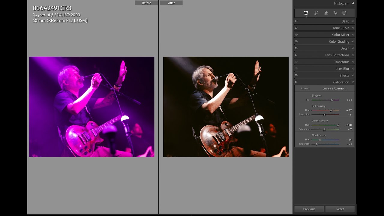 Color Correction for Concert Lighting - Fixing Extreme Color Tints in Adobe Lightroom