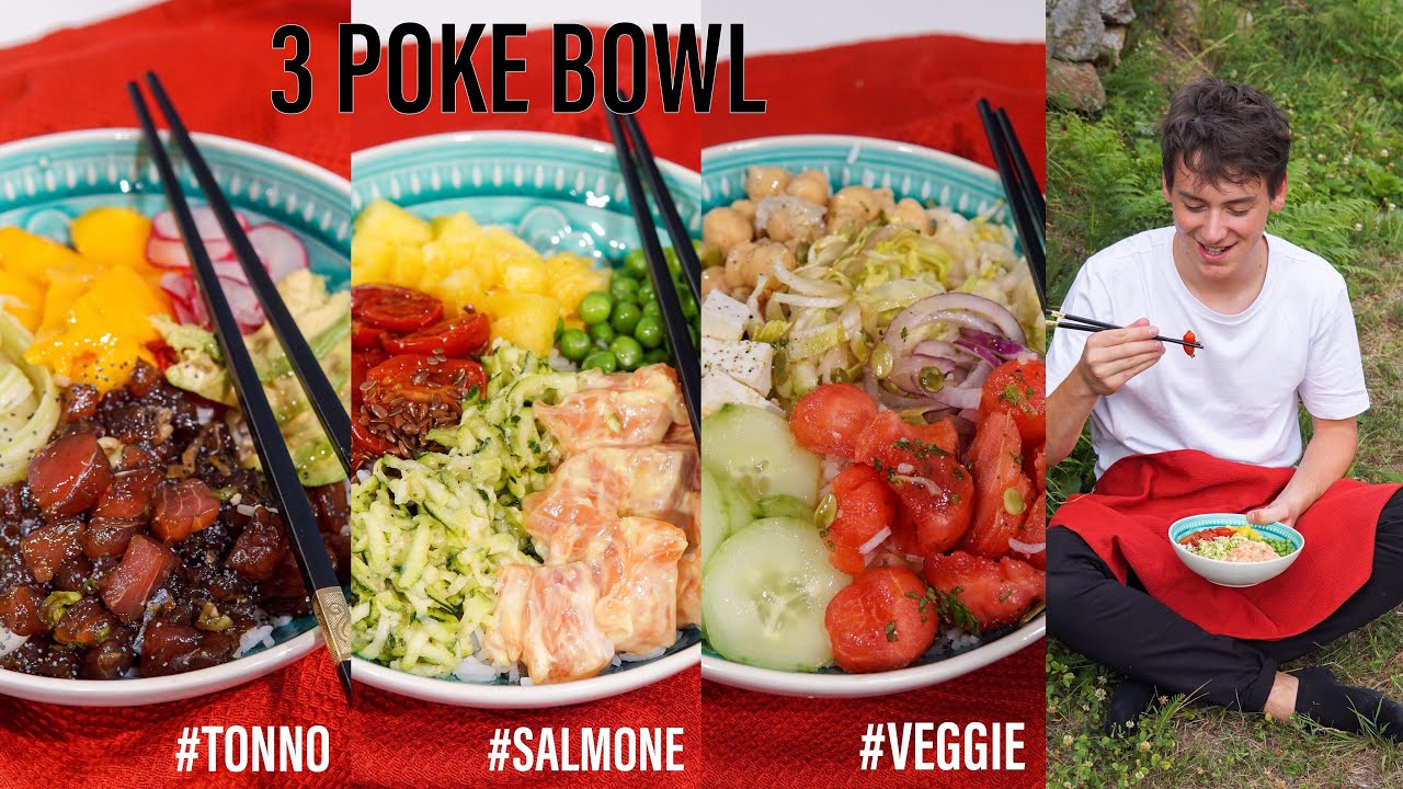3 POKE BOWL, le INSALATE DI RISO HAWAIANE colorate, facili e veloci - Pokè Bowl hawaiano -  BOWLS