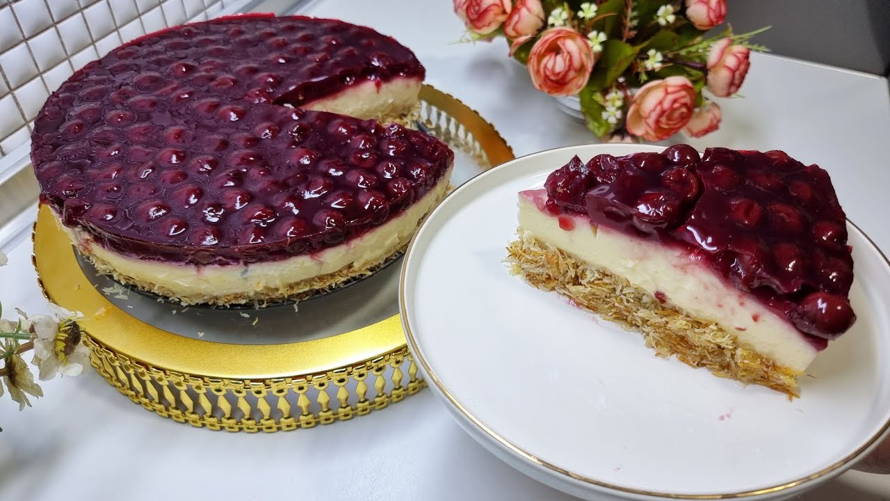 Ëmbëlsira Unike  pa pjekje që qmend me shije !! CHEESCAKE KADAIF 🍒