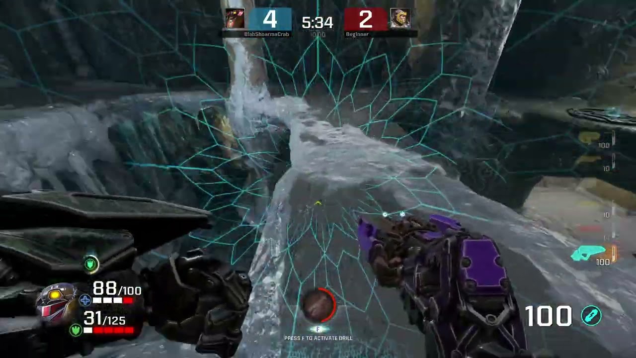 Quake Champions 1on1 VS CHEATER  Beg1nner  (overtime) he using wallhack, watch last 3 minutes
