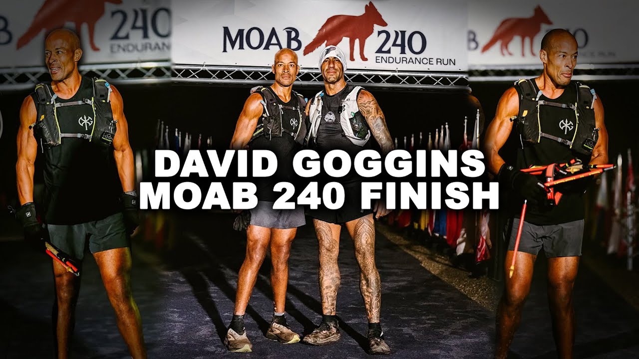 Дэвид Гоггинс финиширует на трассе MOAB 240 2025 (официальное время)