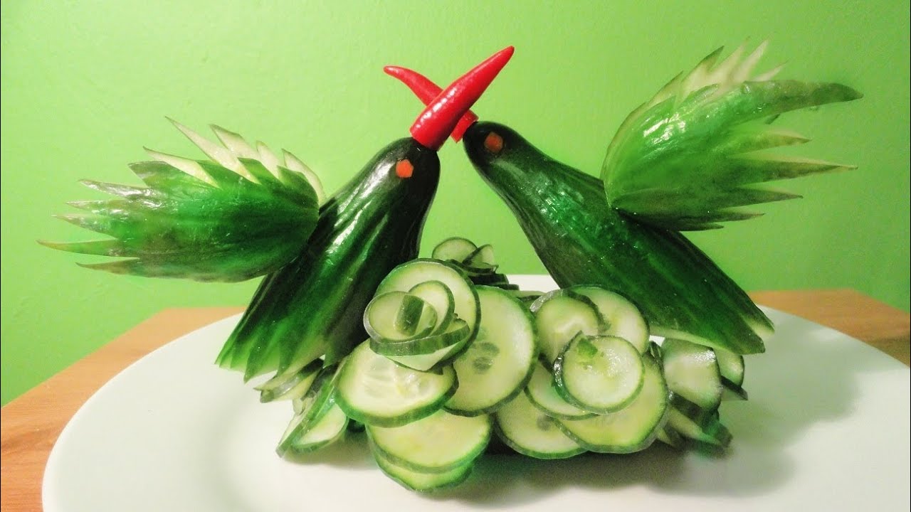 Art In Cucumber Show - Fruit Carving Tutorial - Искусство огурцов Шоу-резьбы