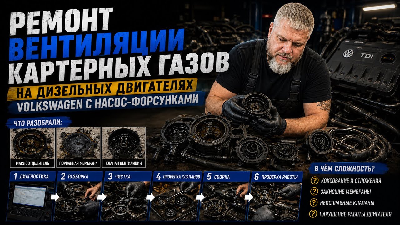 Ремонт вентиляции картерных газов на дизельных двигателях Volkswagen с насос-форсунками
