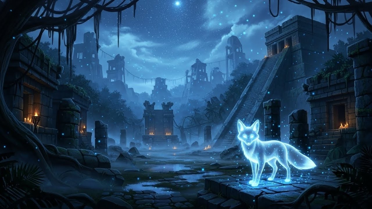 Mayan Spirit Jungle Ruins with Spirit Fox | Dark Ambient | Mystical 🌙