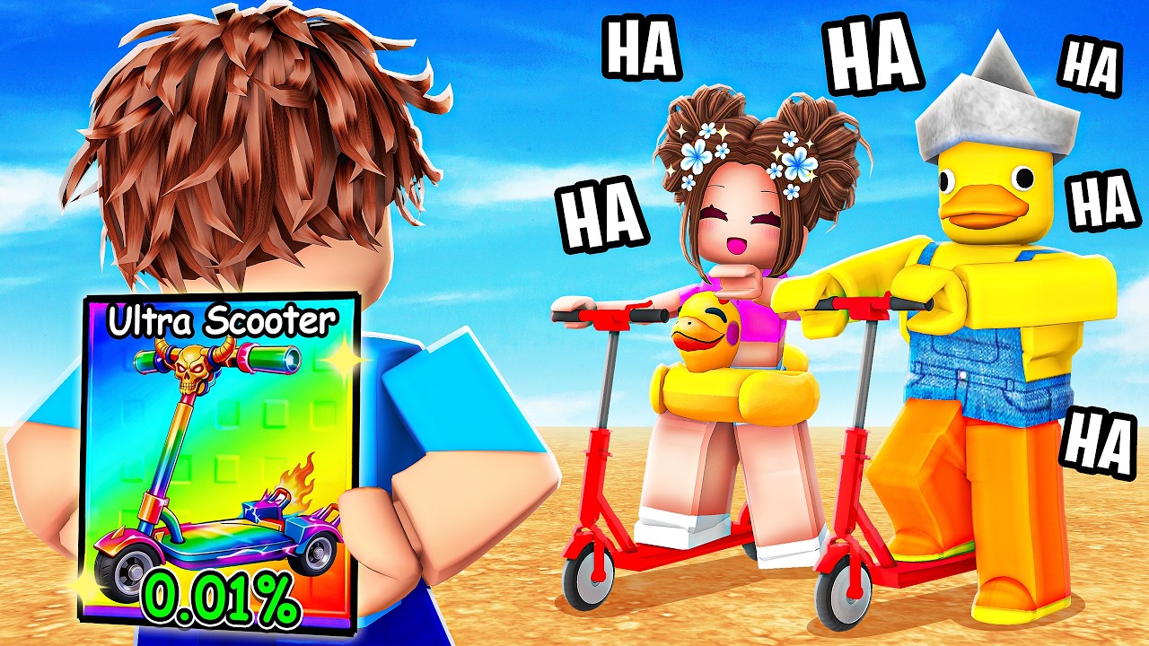 I Pretended to be a NOOB in Scooter Obby, Then used a 0.01% Scooter&hellip;