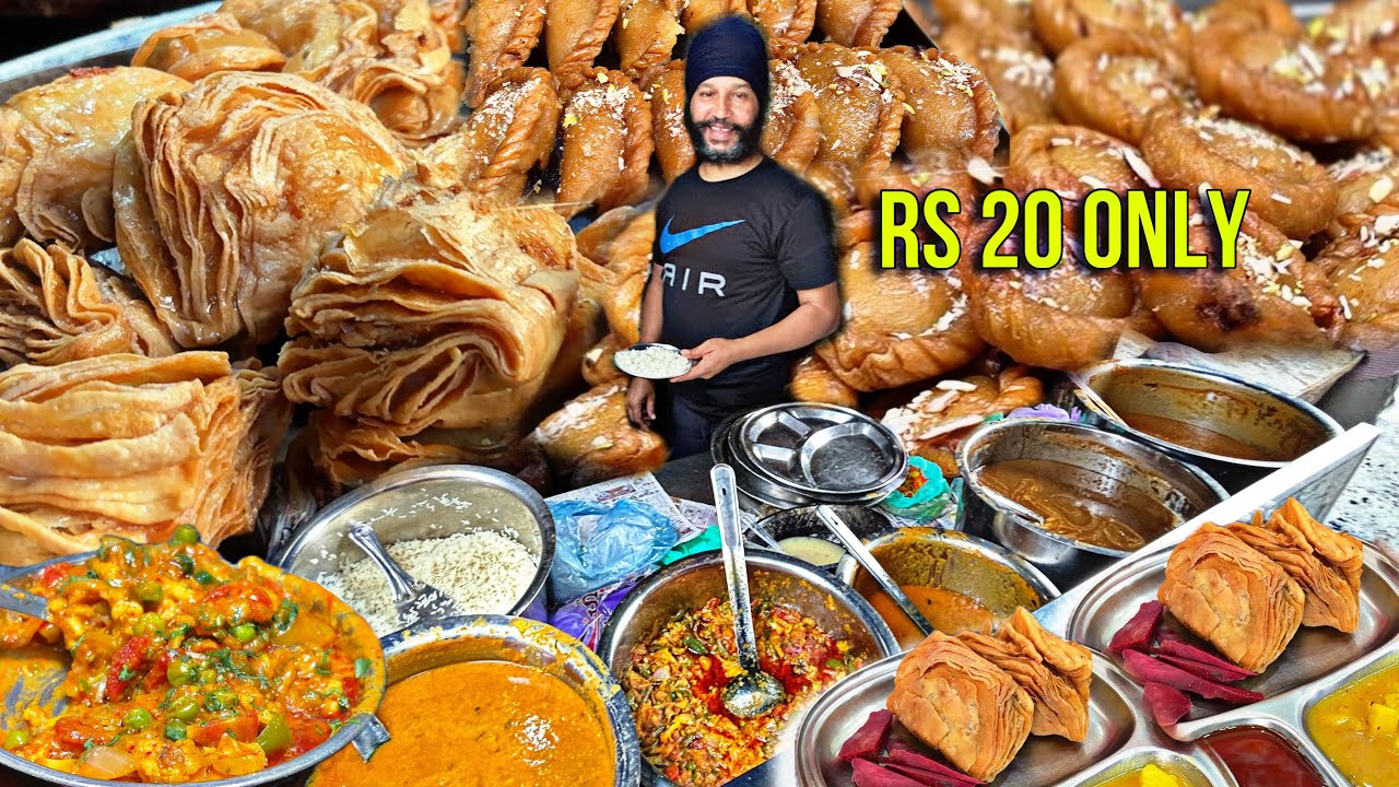 Rs 20 Desi Dhaba Food Near Guru Bazar Amritsar | Kaju Mix Veg, Tadke Wale Rajma | Street food India