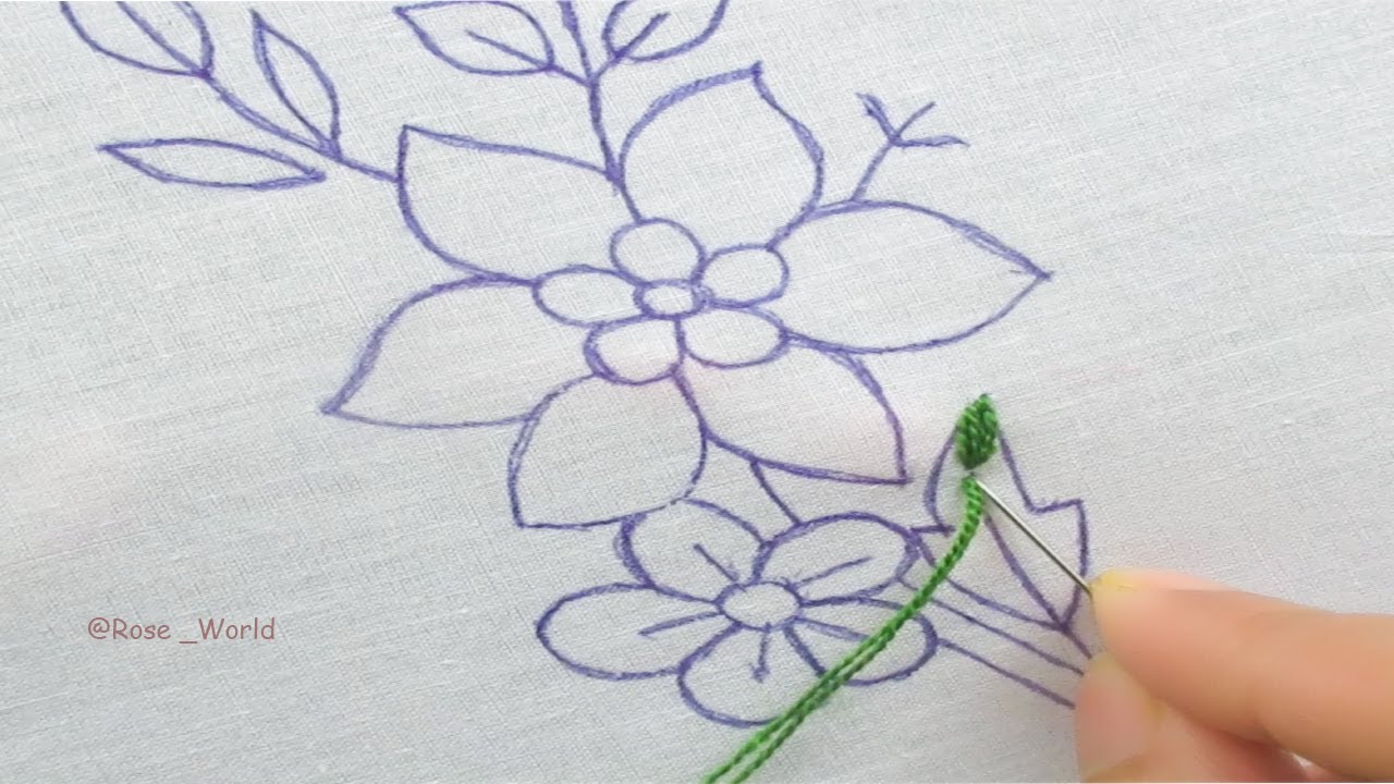amazing hand embroidery easy flower design, modern stitch variation with pearl