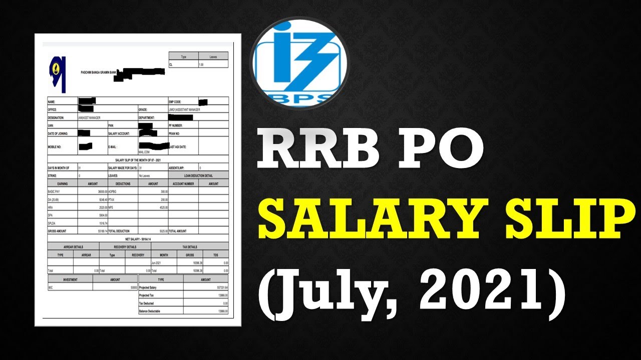 IBPS RRB PO 2021 NEW JOINEE SALARY SLIP(JULY, 2021) || In-Hand Salary + Allowances