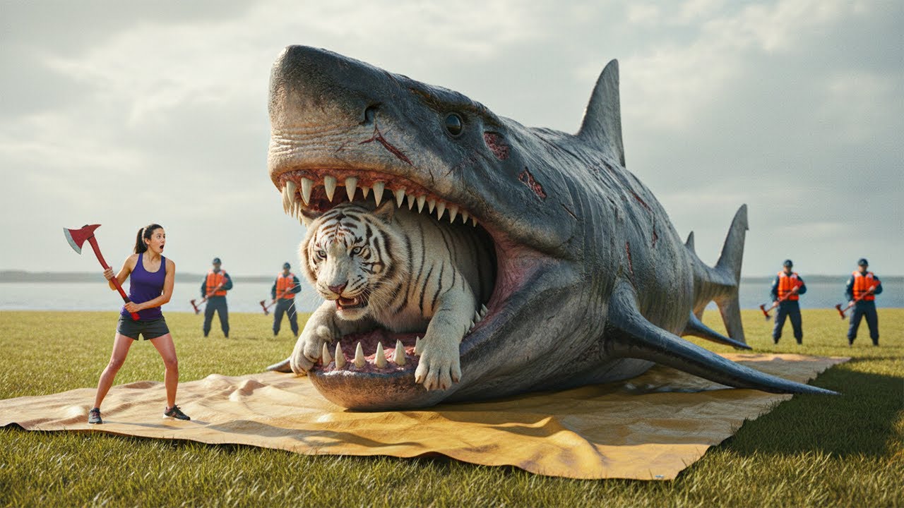 Heroic King Kong Rescue Team Saves White Tiger from a Giant Prehistoric Shark Monster 🦍🐅🦈