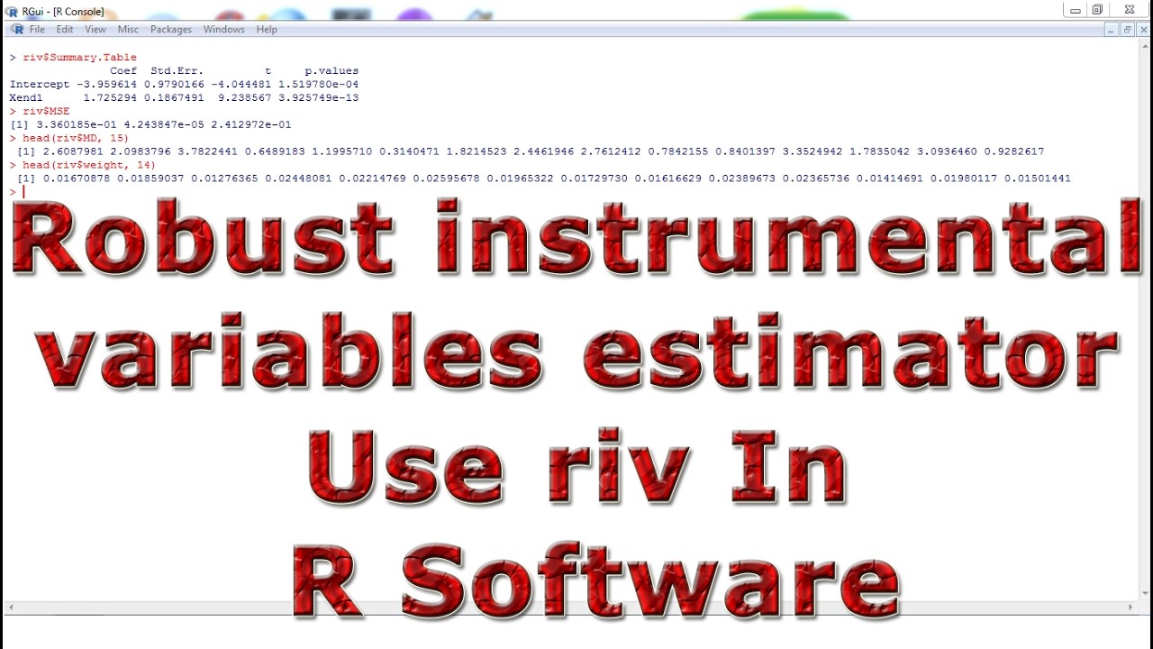 Robust instrumental variables estimator Use riv With (In) R Software