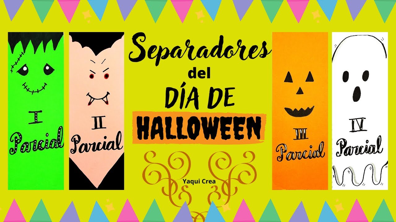 SEPARADORES para PARCIALES inspirados en el Día de Halloween |Separadores Bonitos para Cuadernos