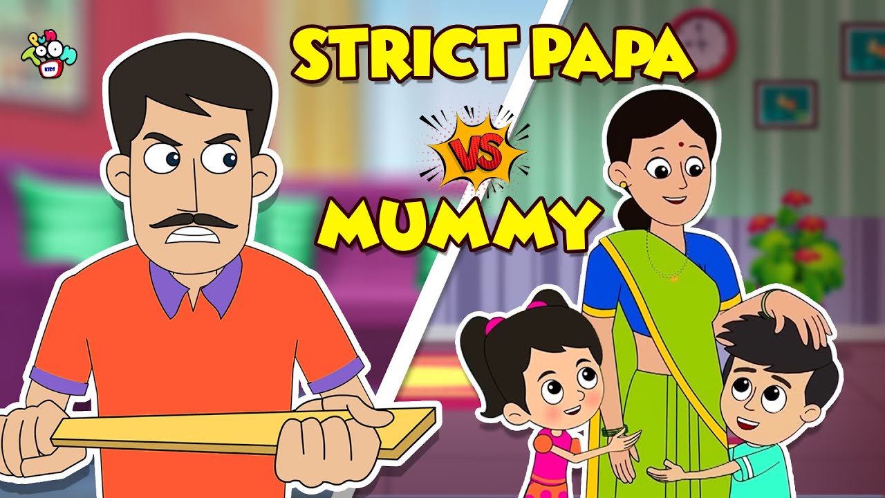 Strict Papa Vs Mummy | Animated Stories | English Cartoon | Moral Stories | PunToon Kids