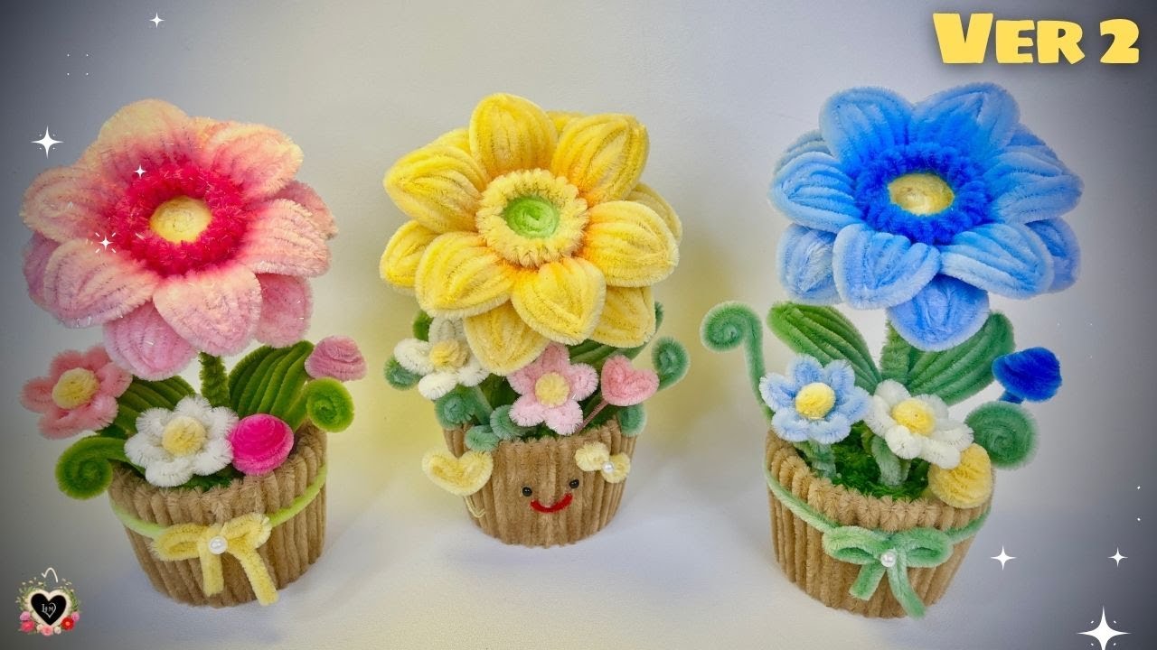 DIY Sunflowers ❤️‍🔥How to make a Simple and Beautiful colorful Sunflower Pot❤️‍🔥Ver 2 #diy #flowers