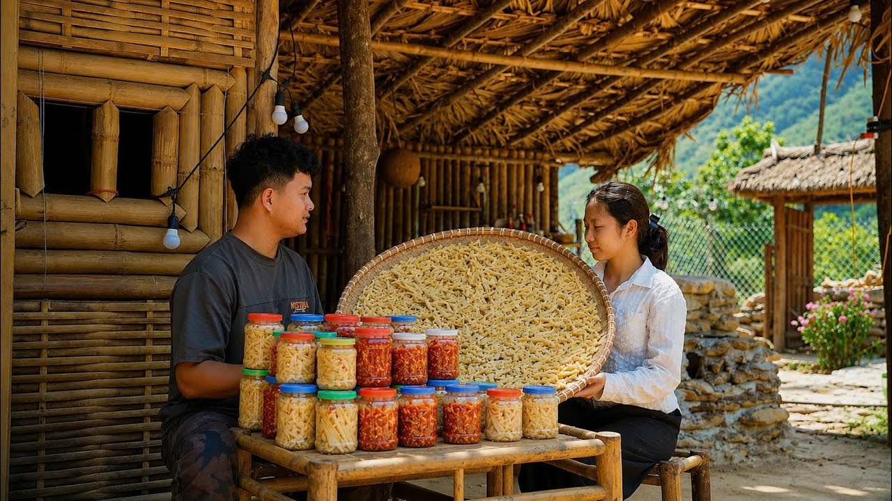 Harvesting Giant Wild Bamboo Shoots for Traditional Chili Pickles