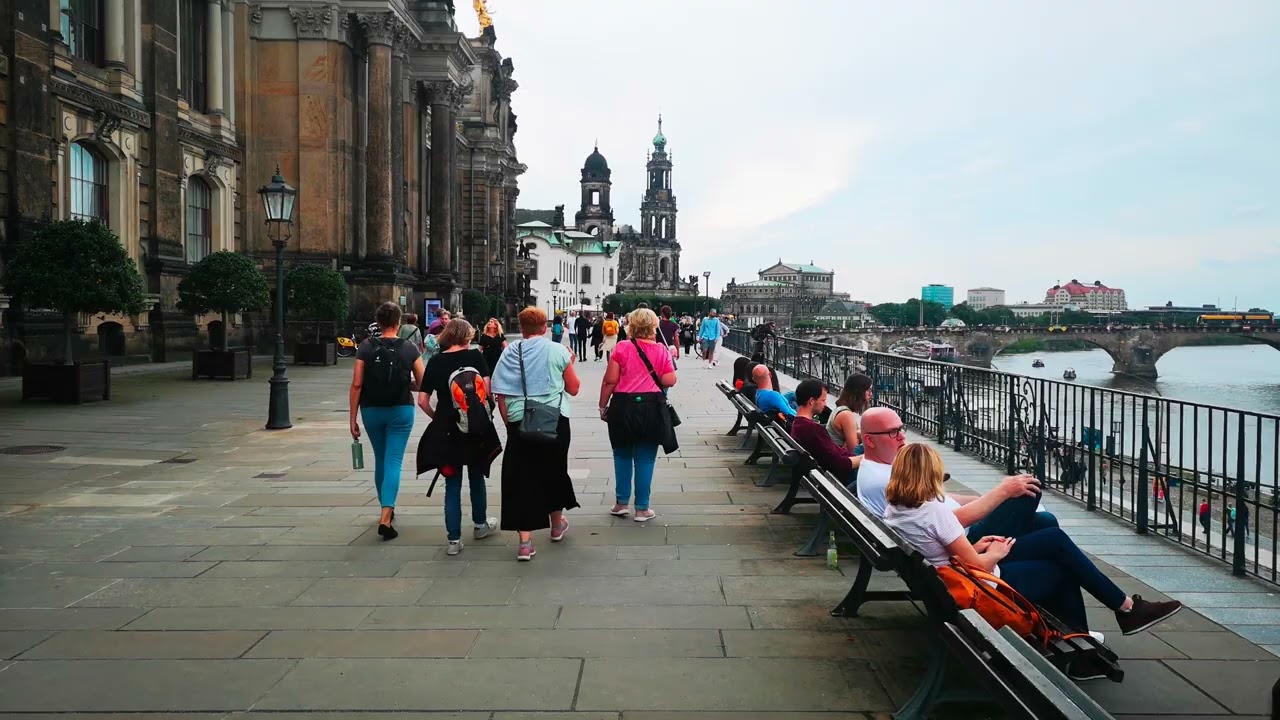 Walking tour in Dresden | Brühlsche Terrasse | 4K