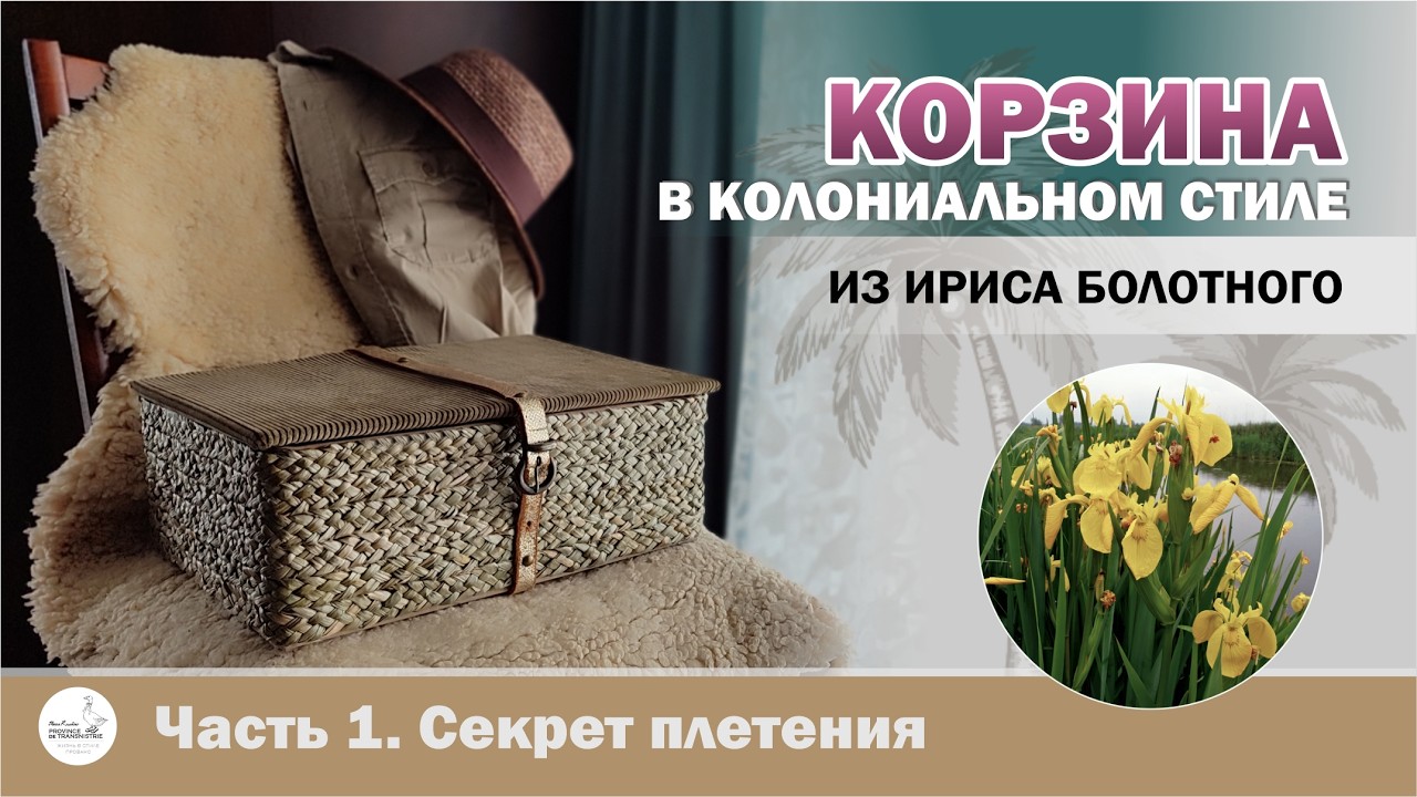 Корзина из ириса болотного. Часть 1: Подготовка и техника плетения. Колониальный стиль и апсайклинг.