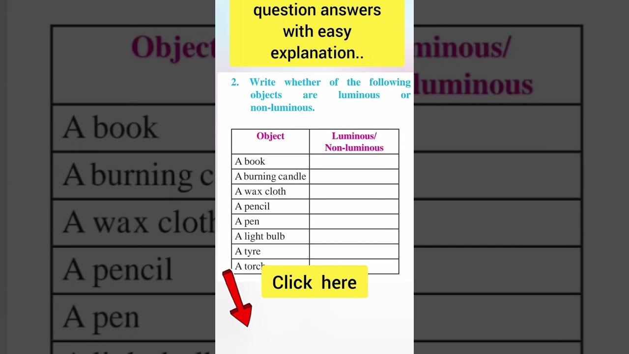 6th science chapter 14 light and the formation of shadows question answers