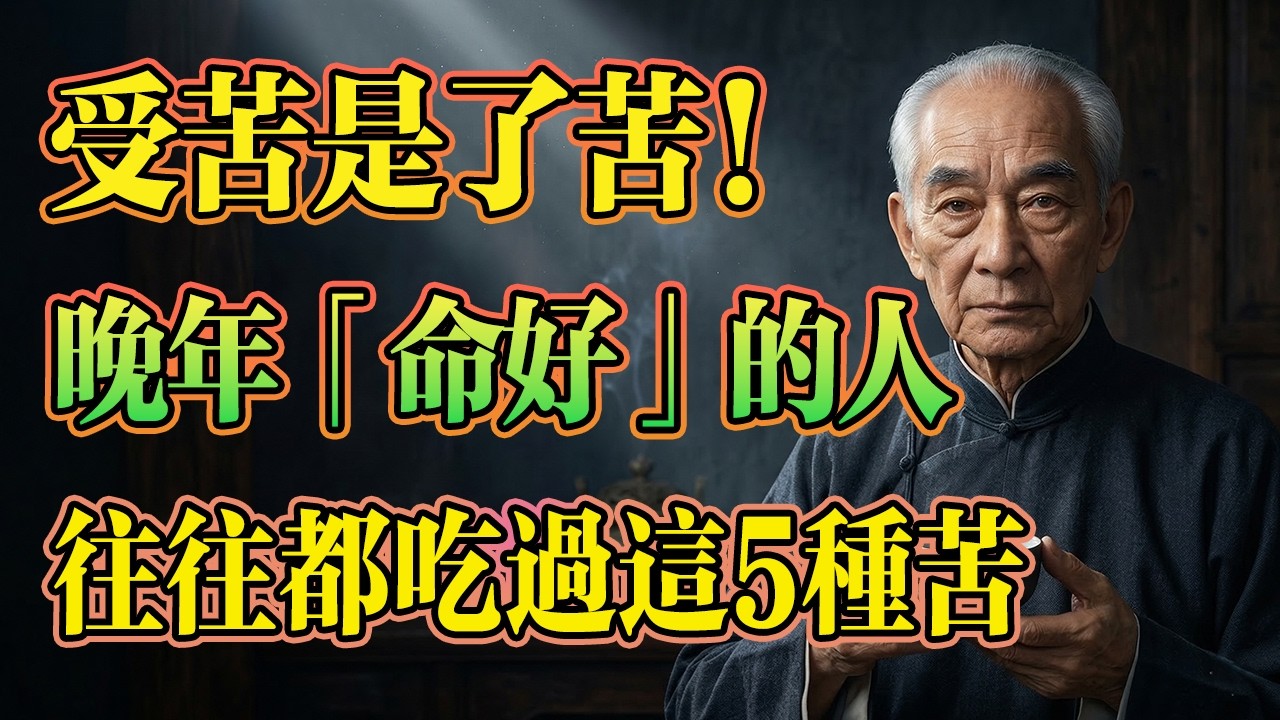 南懷瑾：受苦是「了苦」，享福是消福！晚年「命好」的人，往往都吃過這5種苦！你以為的劫難，其實是老天在替你擋災！#南懷瑾 #佛學智慧 #因果報應 #易經命理 #修行心法 #轉運