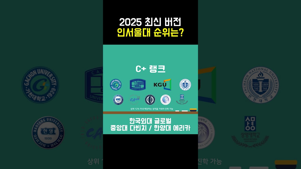 2025년도 최신 인서울 대학 순위를 알아보자 #대학교 #순위 #대학순위