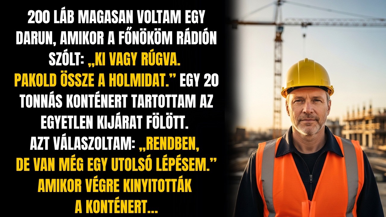60 MÉTER MAGASSÁGBAN RÚGTAK KI. LEENGEDTEM EGY 20 TONNÁS KONTÉNERT, ÉS BEZÁRTAM ŐT ODABENT.