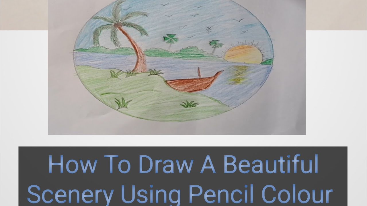 How To Draw A Beautiful Scenery Using Pencil Colour #drawing #pencildrawing#like #subscribe #