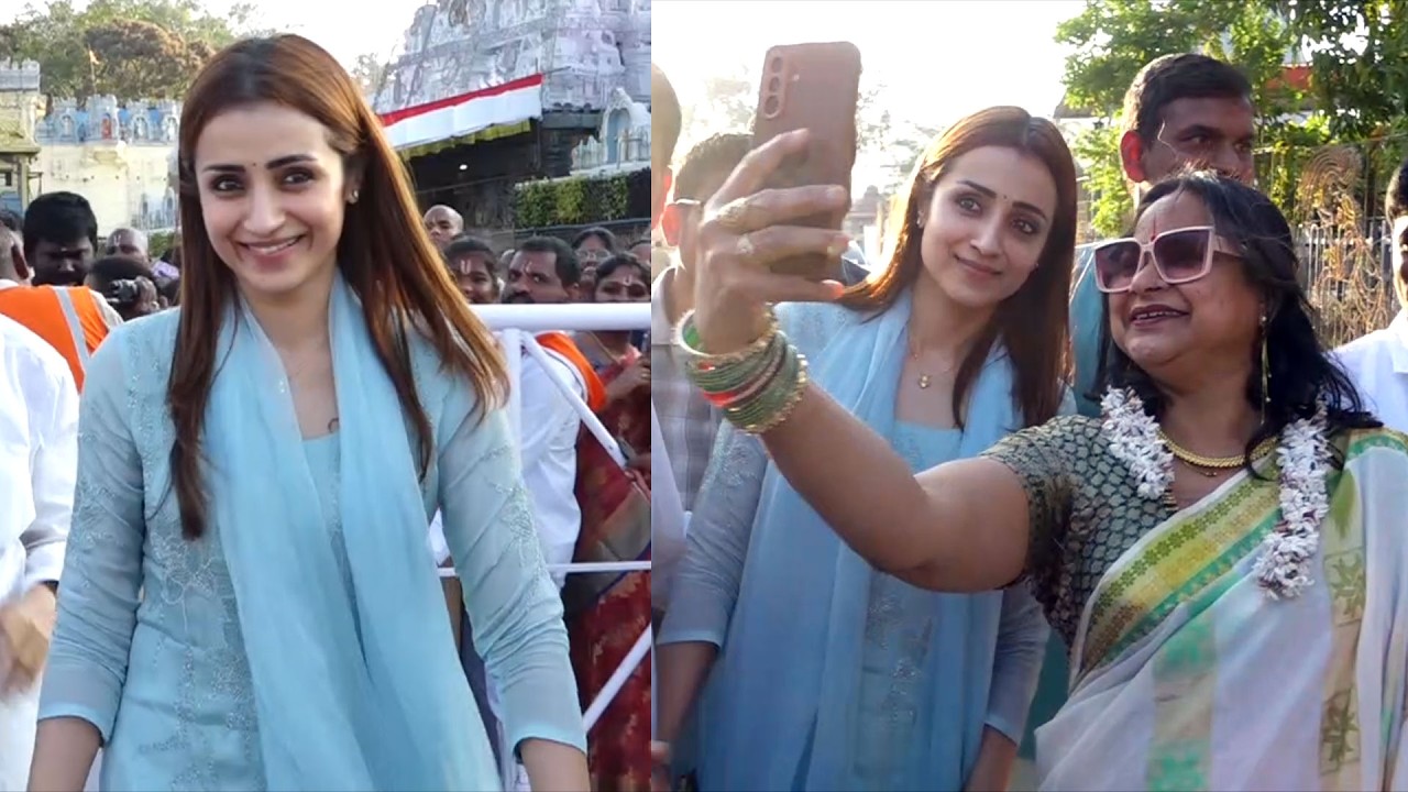 Actress Trisha Krishnan Visits Tirumala, Fans Mobbed For Selfies