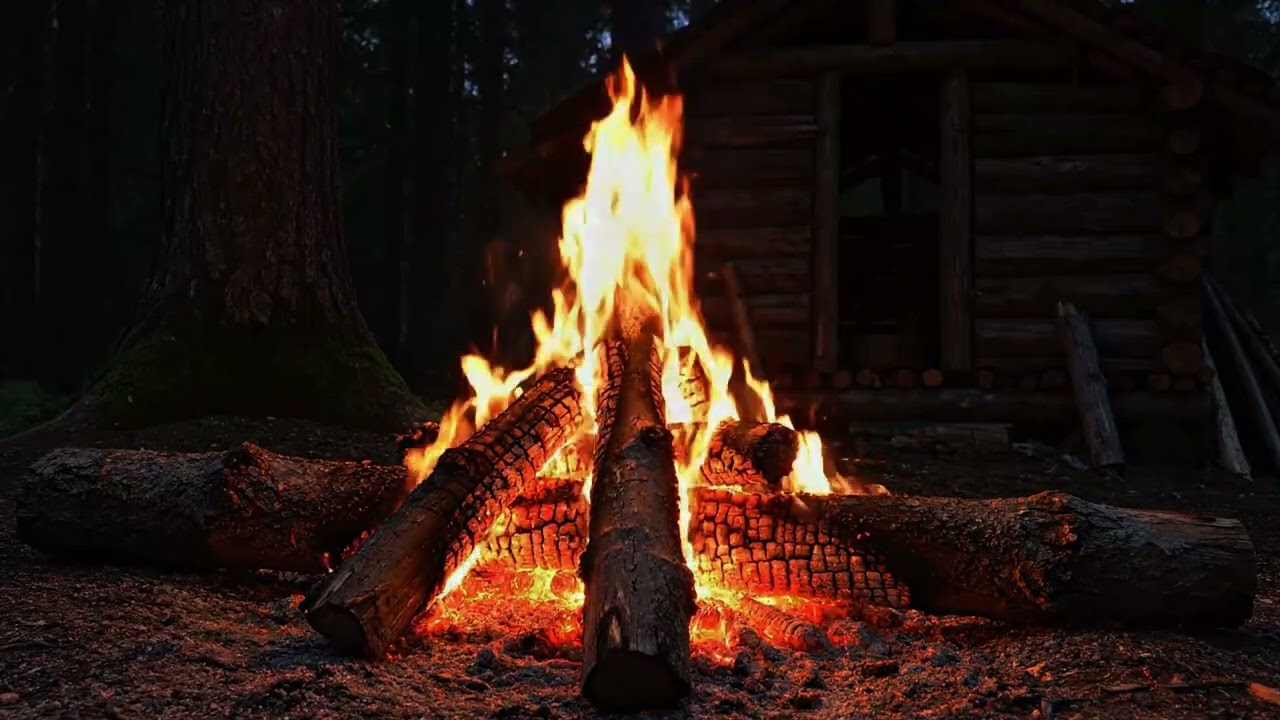Inside Tent Campfire Ambience | Quiet Forest Night for Deep Sleep
