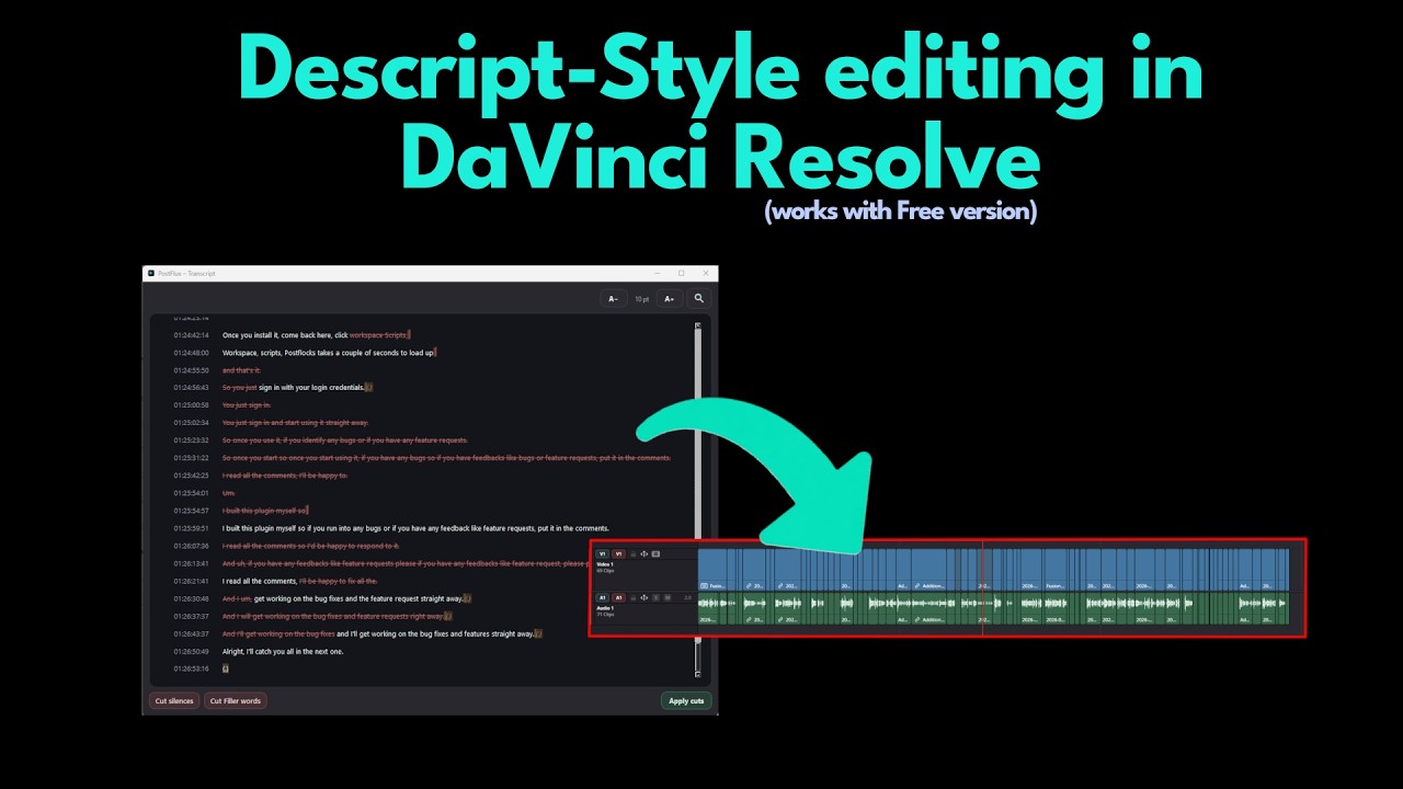 Descript-Style Text-Based Editing in DaVinci Resolve (Works with Free Version)