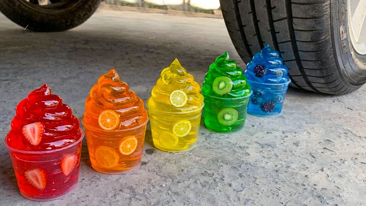 Funny Crushing Experiment Fruit Juice Slime Clay vs Car | Crushing Crunchy & Soft Things with Car!