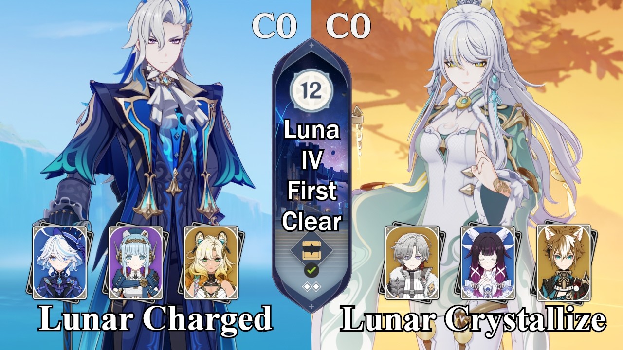 C0R1 Neuvillette Lunar Charged & C0 Zibai Lunar Crystallized | Spiral Abyss 6.3 Luna IV First Clear