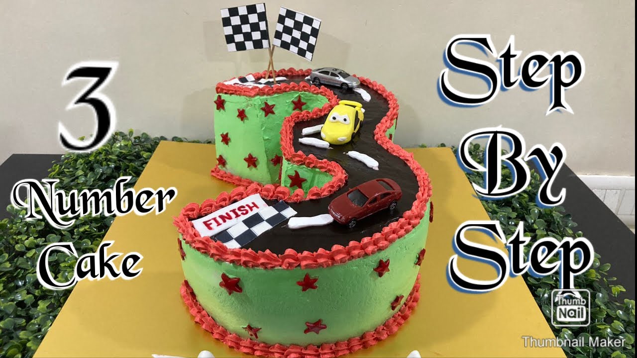 How To Make Number 3 Shaped Cake | Without Mould Number 🎂| Monogram Cake |
