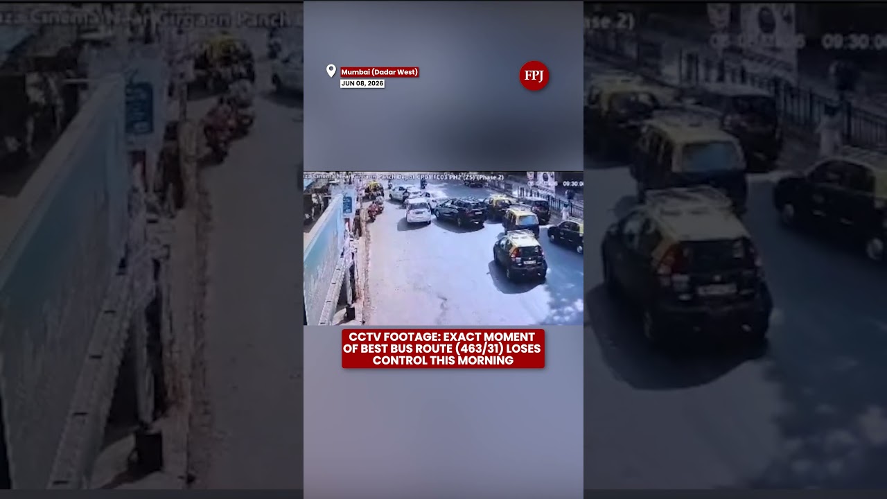 CCTV Footage Shows BEST Bus Route (463/31) Losing Control In Mumbai's Dadar West This Morning
