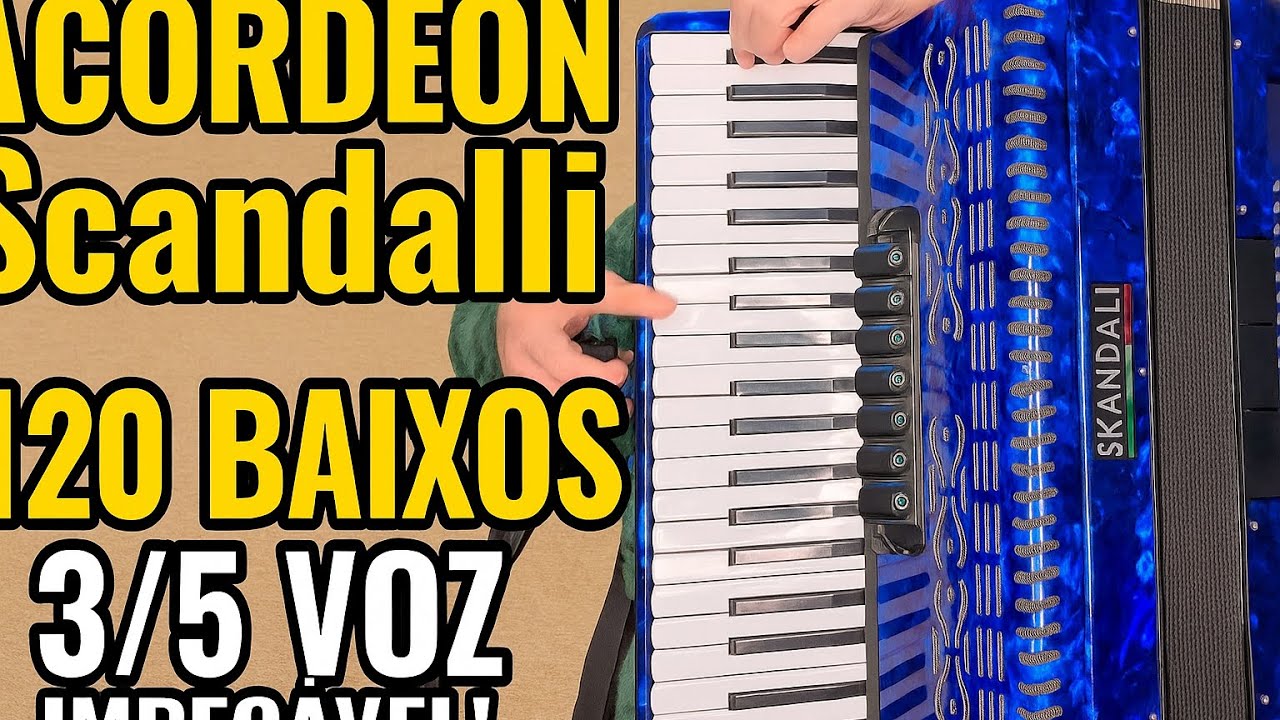 (6000) Acordeon Skandalli  Azul 120 Baixos 3/5 Voz – Pronta Entrega Impecável!
