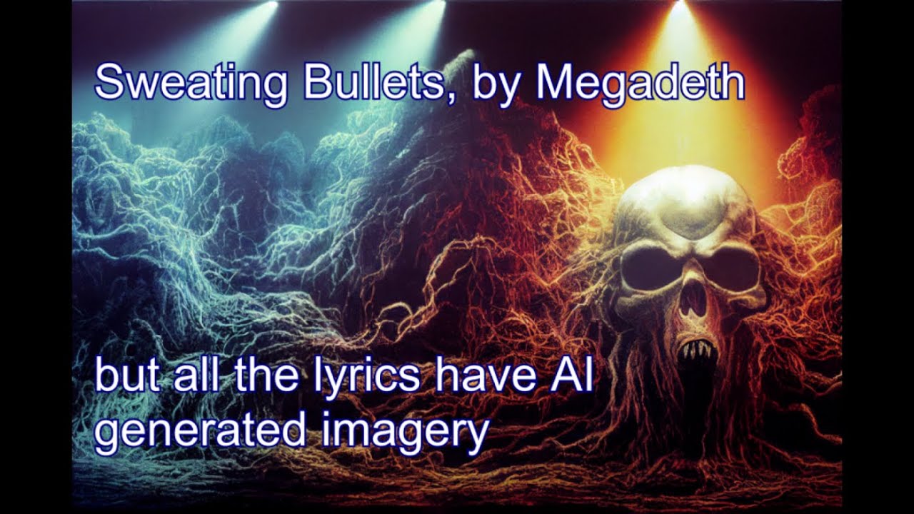 Sweating Bullets, by Megadeth - but all the lyrics have AI generated imagery