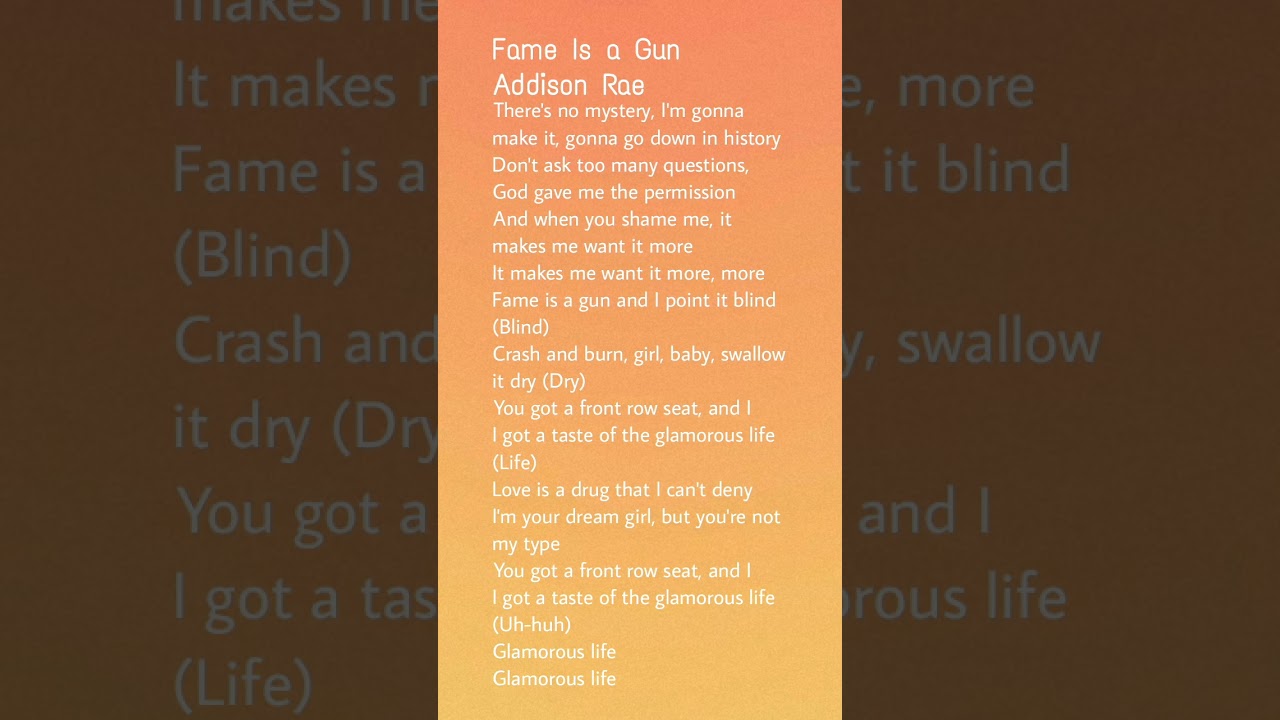 Addison Rae - Fame Is a Gun #lyrics #addisonrae #fameisagun