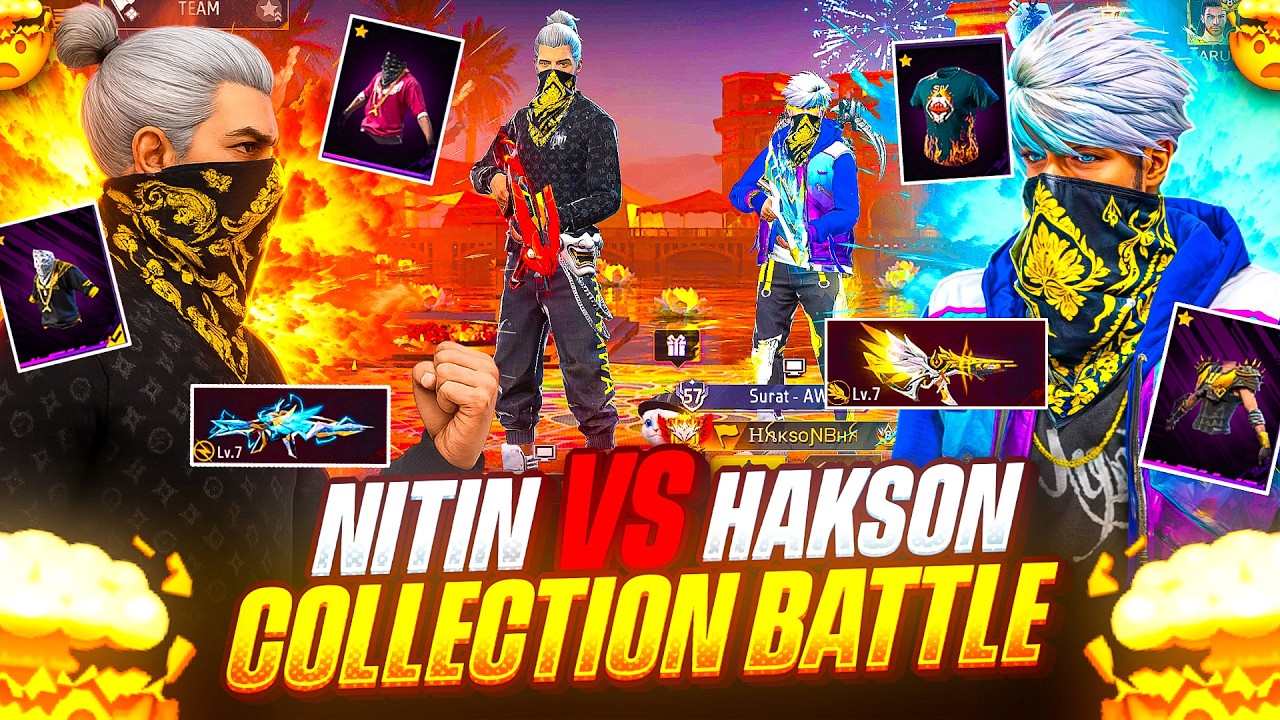 Biggest Collection Versus of Nitin free fire Vs Hakson Pro Gaming 😱 Garena Free Fire