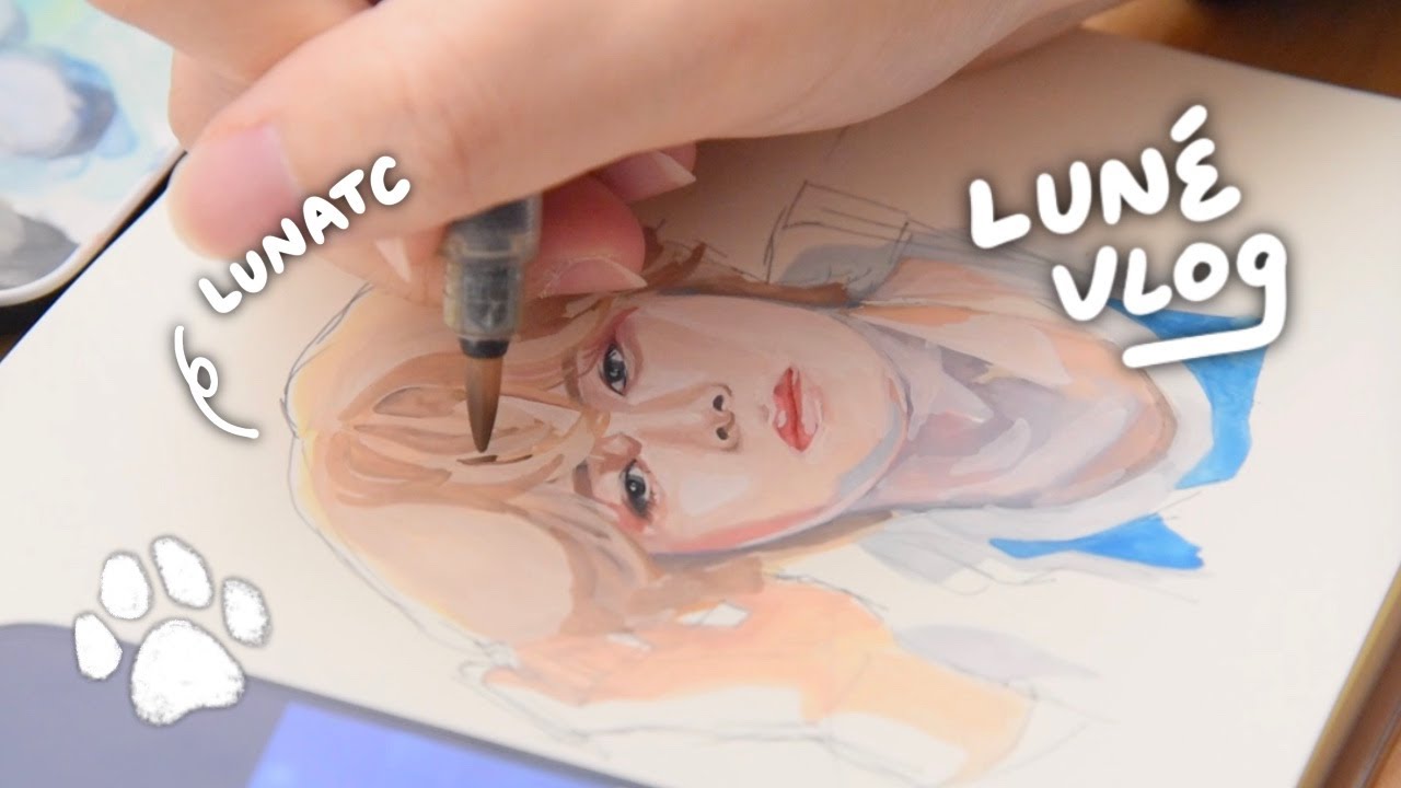 &TEAM K ケイ Lunatic fanart, holbein gouache portraits, unboxing BTL albums Roar Ver. | LUNÉ Vlog 🐾