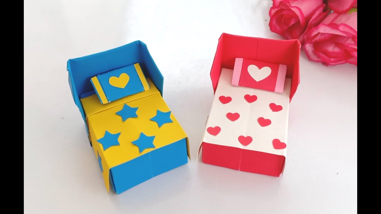 How to make Origami Bed & Bedding / Paper Bed / Origami Furniture / Easy Origami