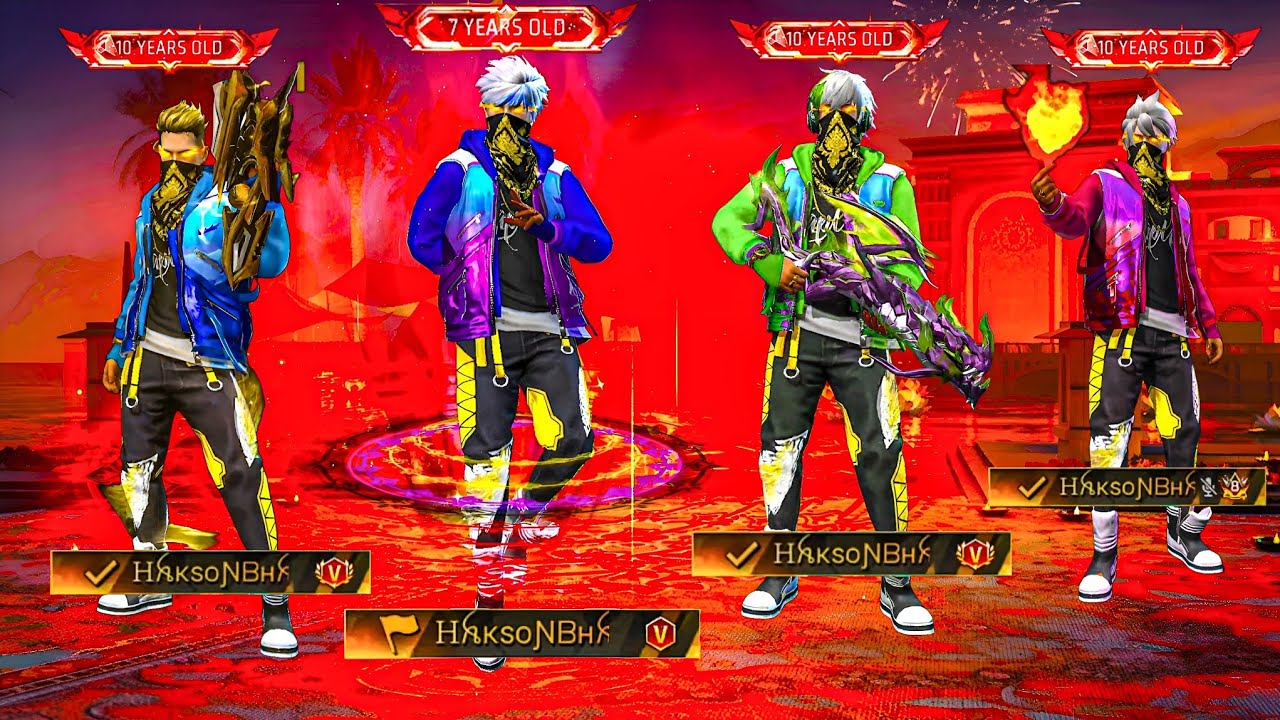 Collection Verses With 4 Duplicate Hakson Bhai 😱 in Free Fire 